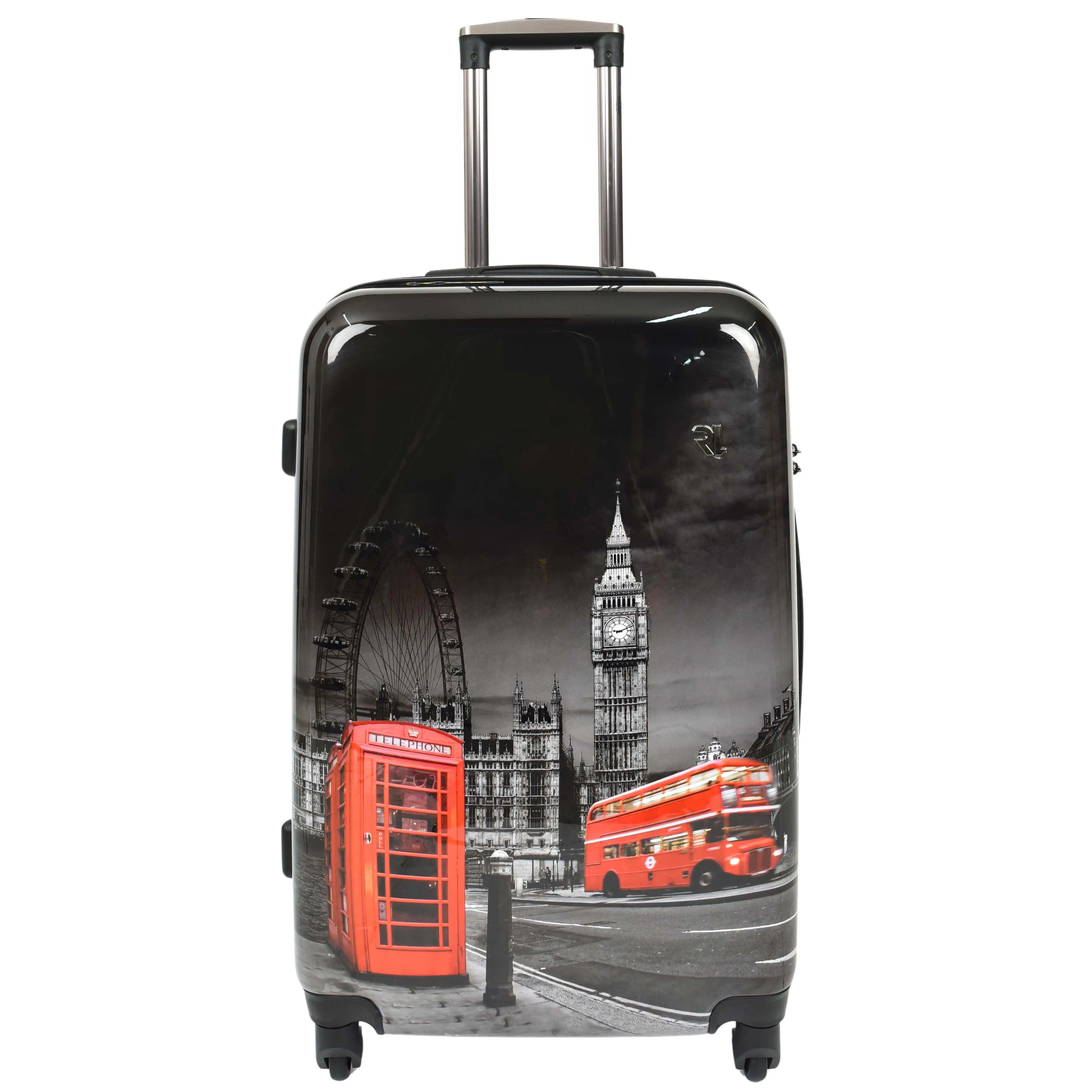 London Night Print Hard Shell Four Wheel Luggage Black Tucana