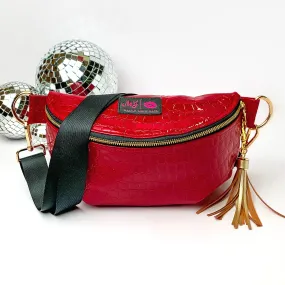 Makeup Junkie | Vixen Sidekick with Adjustable Strap in Cherry Red Croc Print