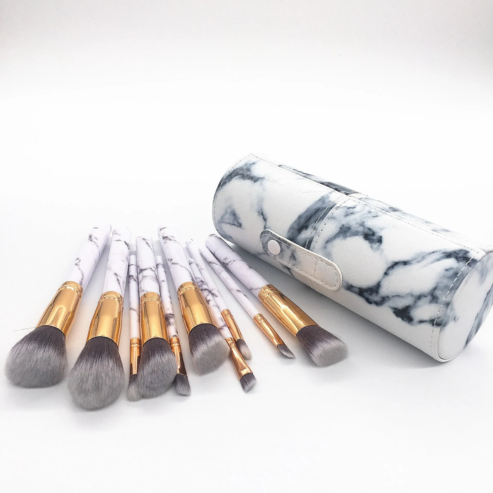 Marble pattern makeup brush 10 big small makeup brush beauty makeup tool make-up brush bag