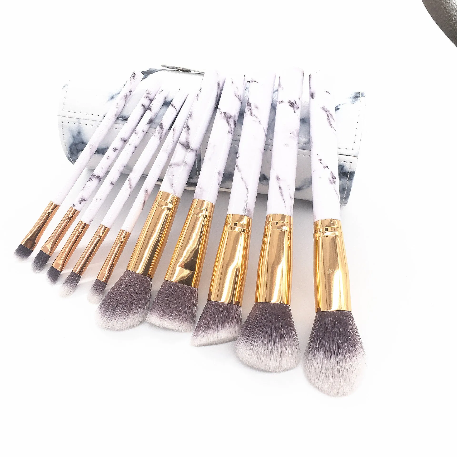 Marble pattern makeup brush 10 big small makeup brush beauty makeup tool make-up brush bag