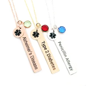 Medical Alert Necklace with an optional Birthstone - CG520N. Starts at