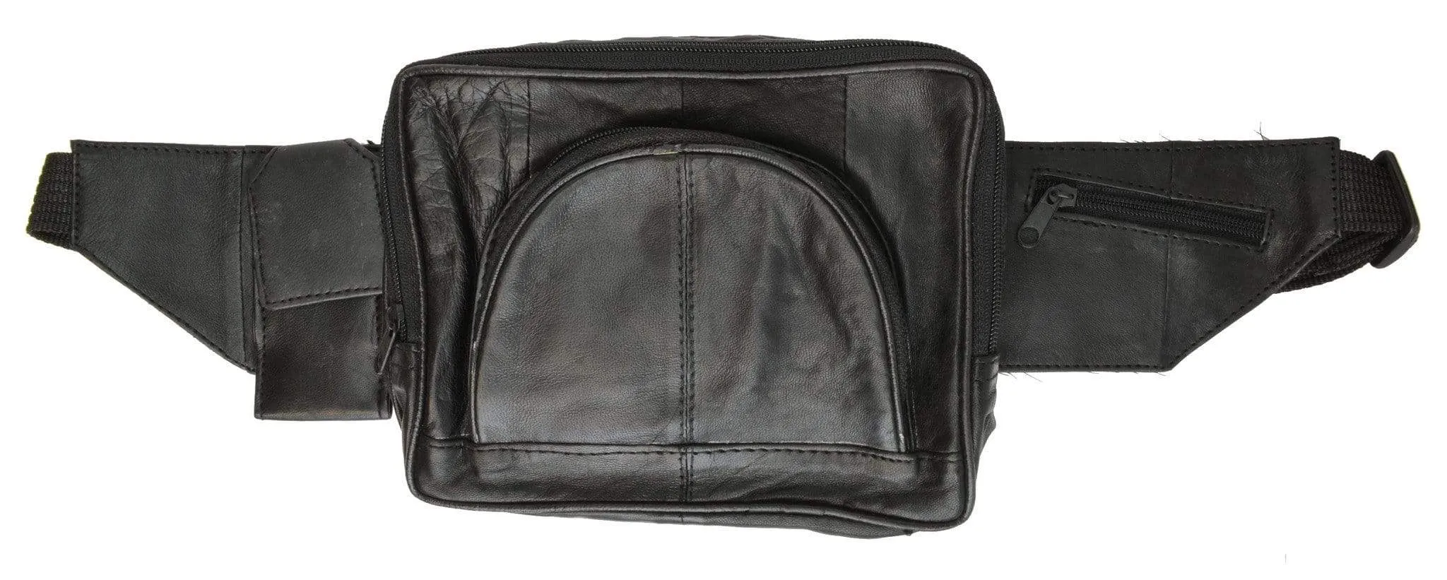 Men Women Leather Waist Pouch Fanny Pack Multiple Pockets Cellphone Holder 406 (C)