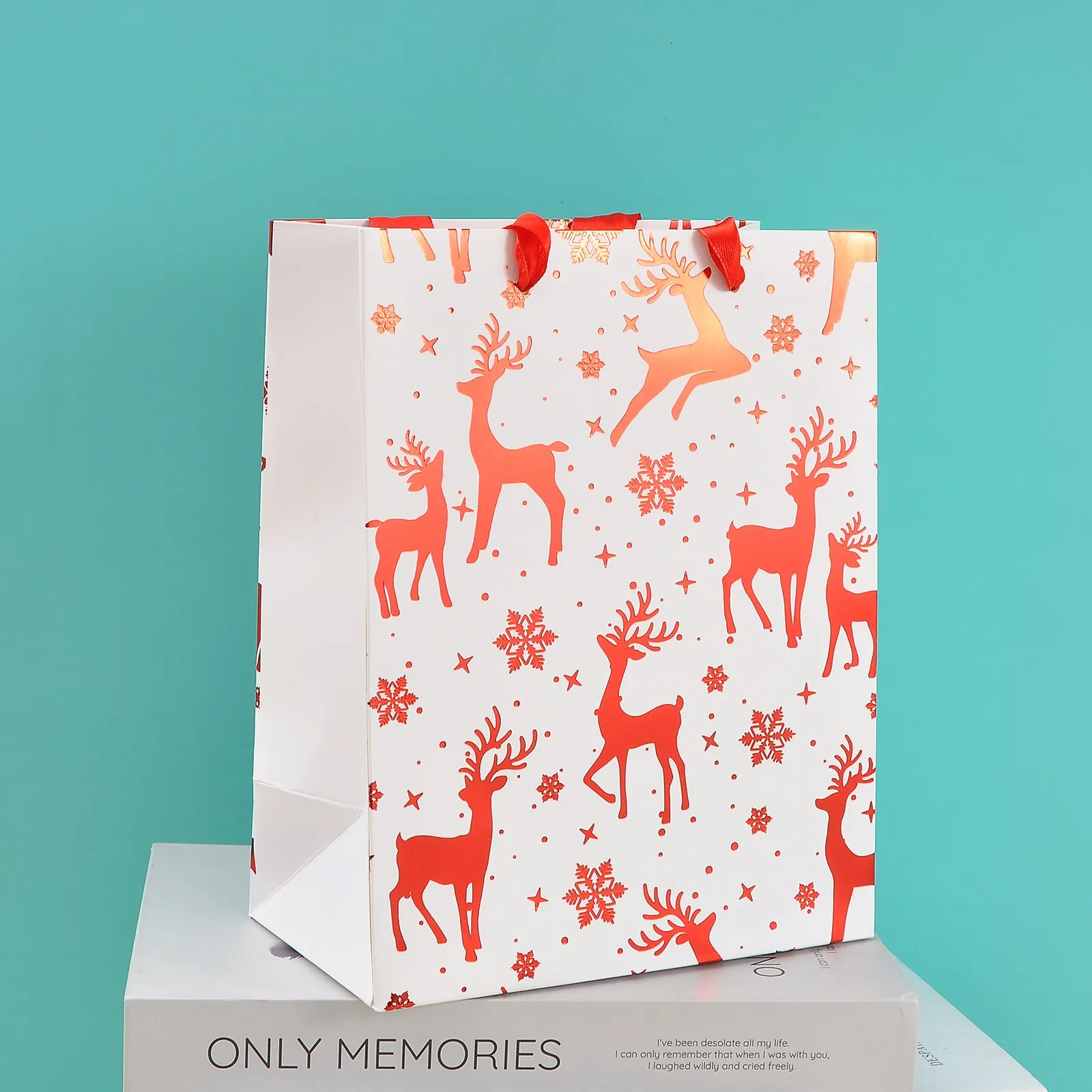 Merry charismas with reindeer and stars  stylish paper-bag for gifting.