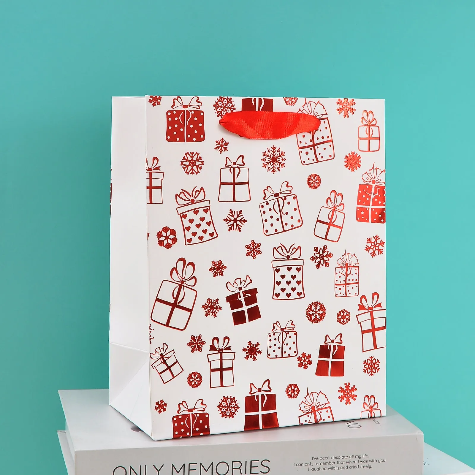 Merry charismas with reindeer and stars  stylish paper-bag for gifting.