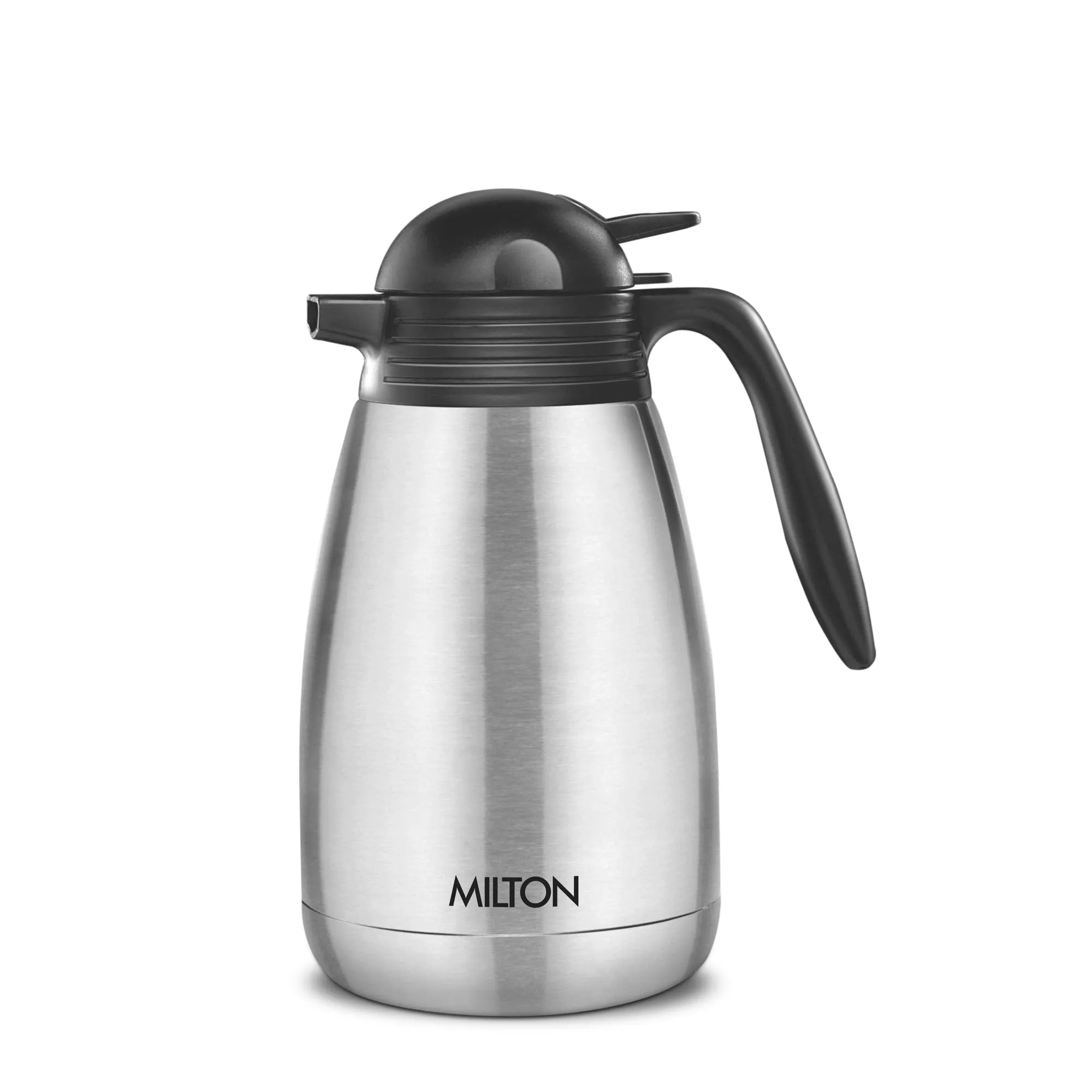 Milton Thermosteel Plain Lid 1000 Flask, 1 Litre, Silver & Thermosteel Carafe 1500 ML - Steel Plain Combo