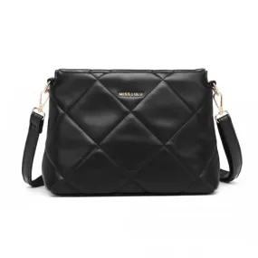 Miss Lulu Black PU Leather Rhombus Shoulder Bag | Stylish & Durable Handbag for Women