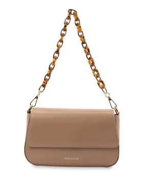 Mocha Sophie Tortoise Shell Chain Crossbody Bag- Neutral