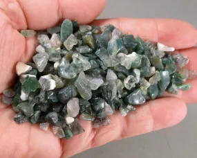 Moss Agate Stone Chips 100g - Undrilled (G062)