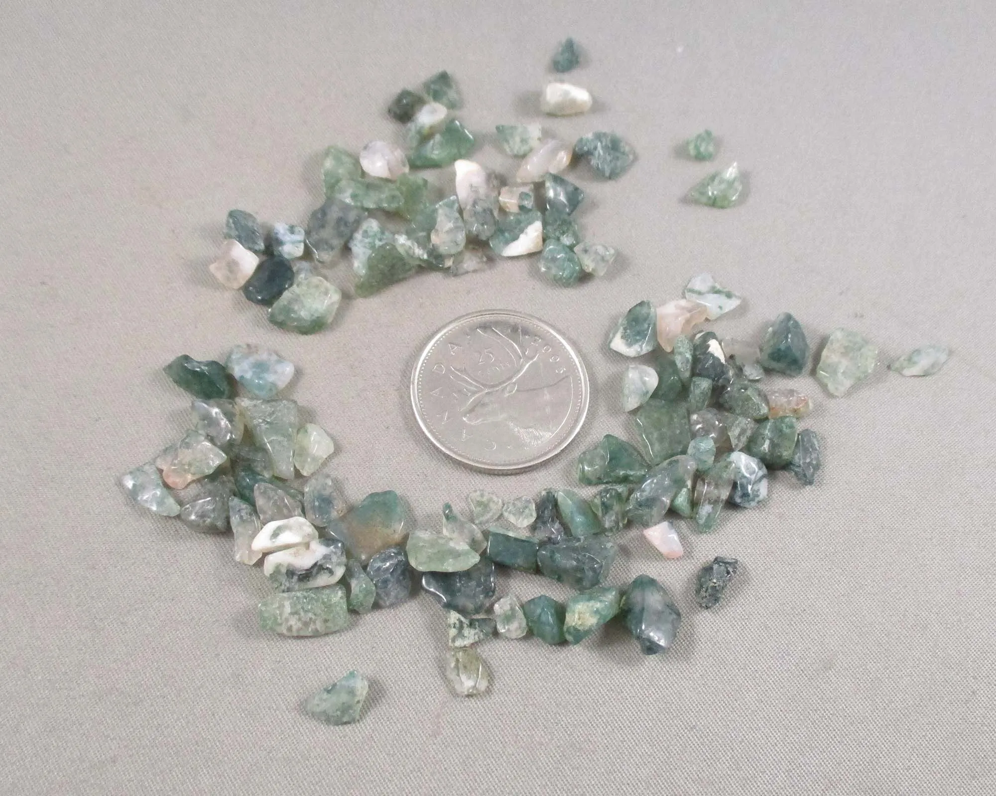 Moss Agate Stone Chips 100g - Undrilled (G062)