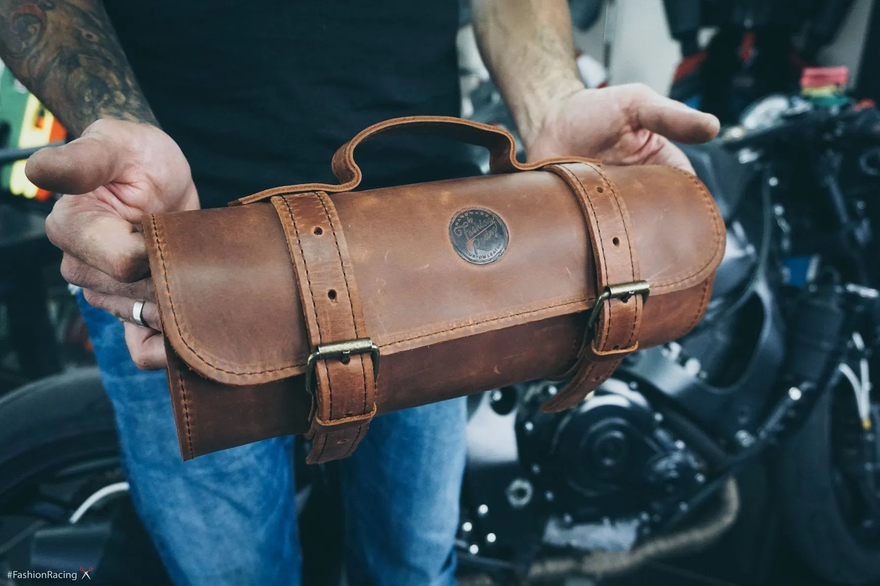 Motorcycle Leather Tool Roll | Personalized Gift for Men | Chisel Bag