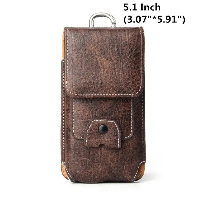 Multiple Sizes Men PU Leather Solid 6.3 inch Phone Bag Purse Casual Waist Bag Easy Carry