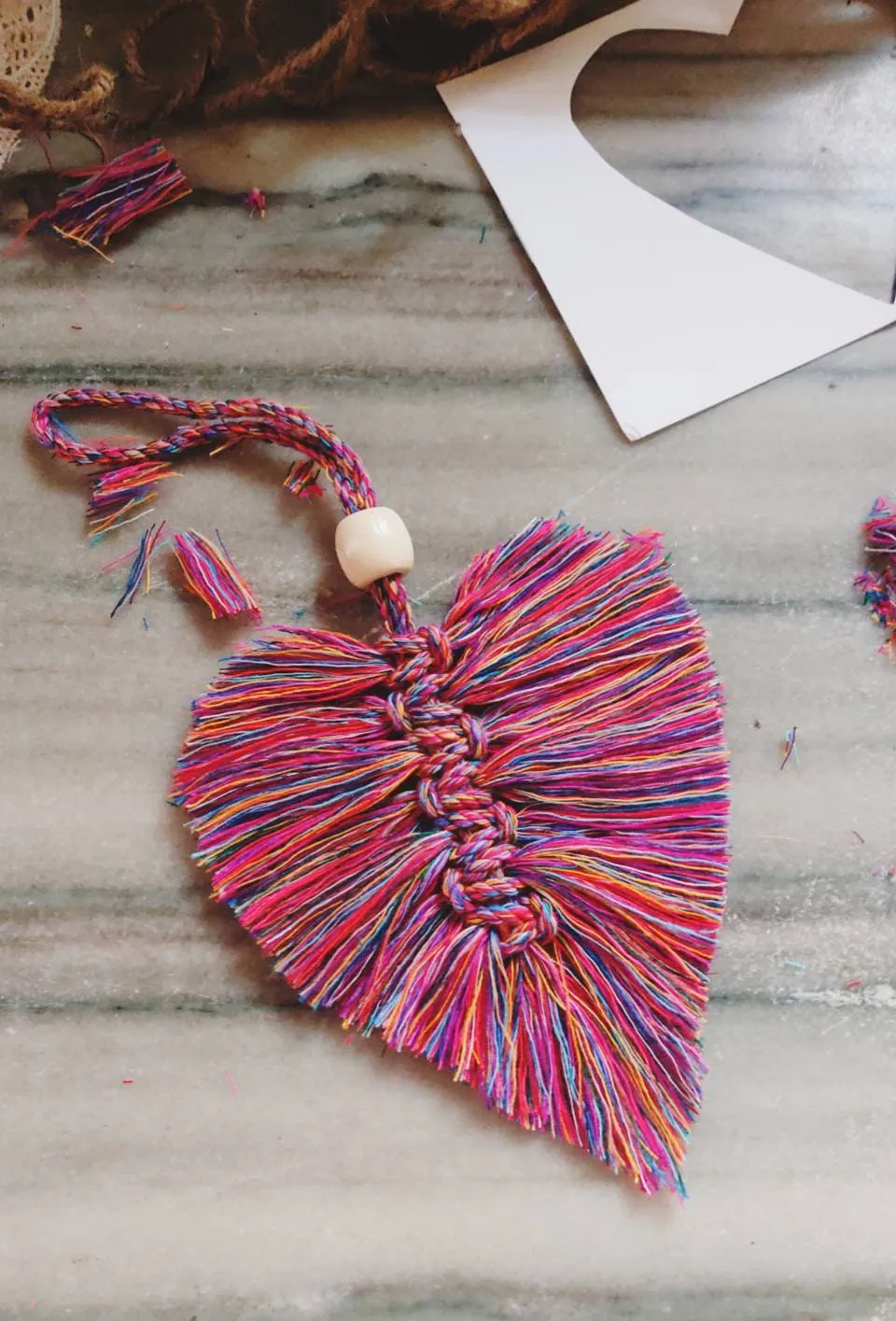 Natural Bohemian Pink Rainbow Macrame Dreamcatcher