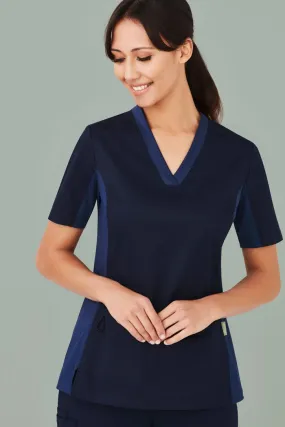 NDC Biz Care Riley Womens  V-Neck Scrub Top Midnight Navy NDC-CST043LSMIDN