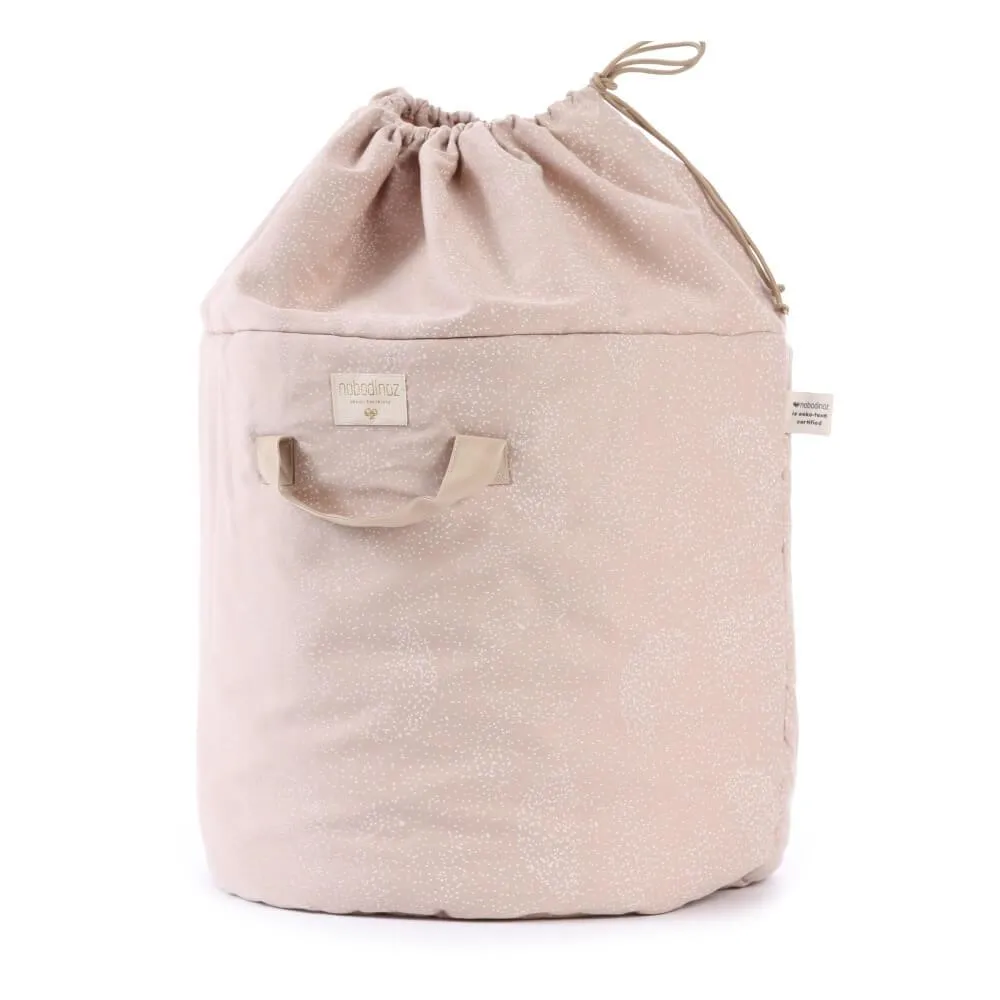 Nobodinoz Bamboo Toy Bag in White Bubble / Misty Pink