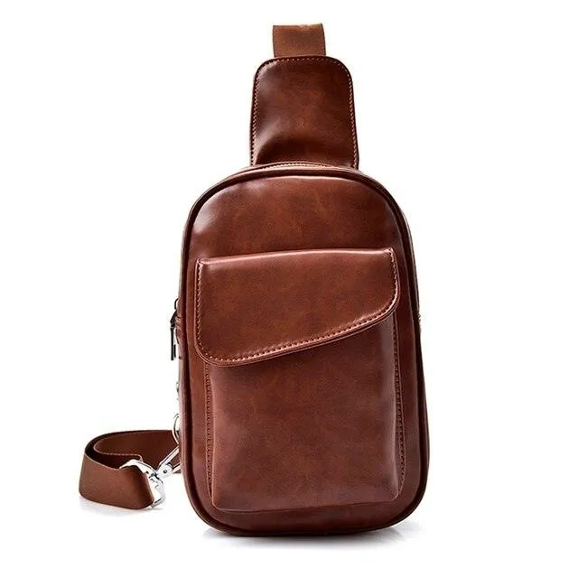 Oil Wax Leather Chest Bag