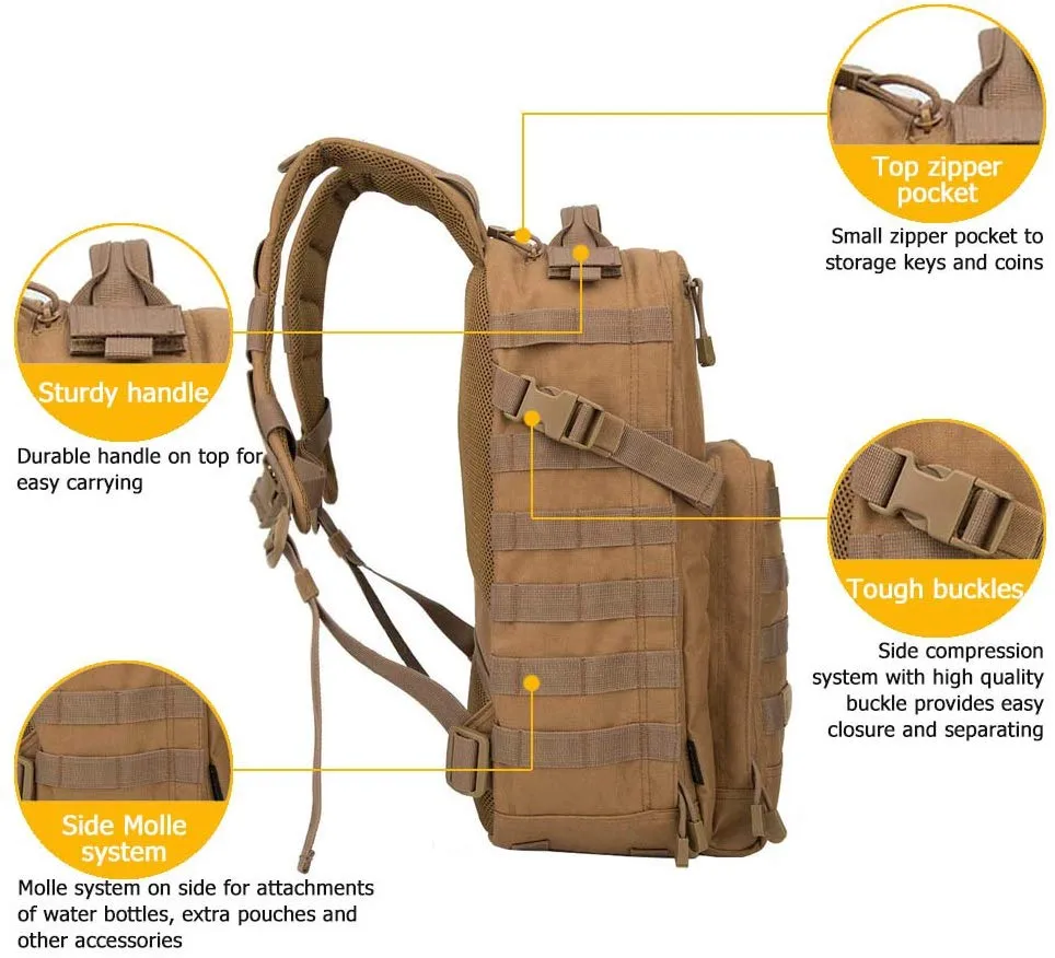 Oleader 30L Tactical Backpack Military Molle 3 Day Assault Pack Bug out Bag Rucksack for Outdoor Hiking Shooting Camping Trekking Hunting