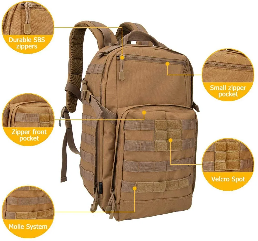 Oleader 30L Tactical Backpack Military Molle 3 Day Assault Pack Bug out Bag Rucksack for Outdoor Hiking Shooting Camping Trekking Hunting