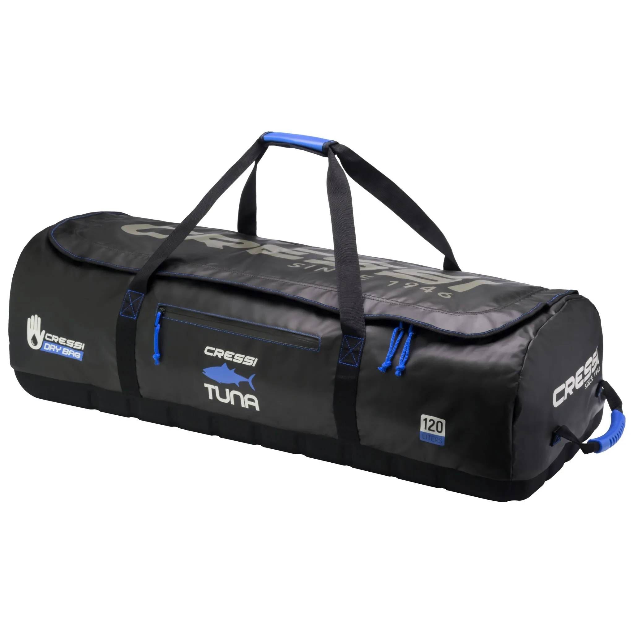 Open Box Cressi Tuna Dry Wheeled Bag - Black/Blue