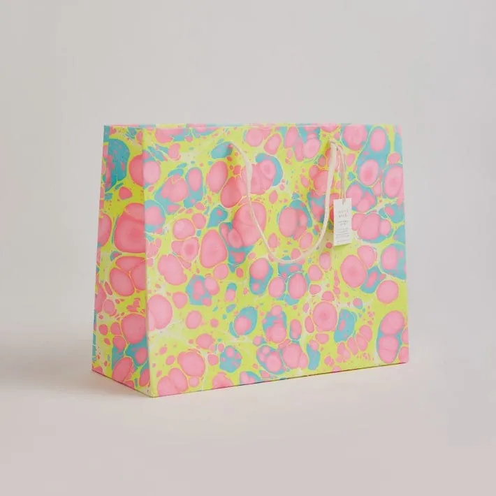 Paper Mirchi Hand Block Printed Large Gift Bag Neon