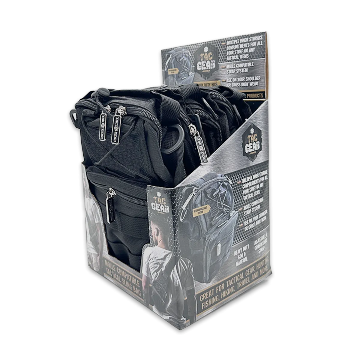 Patriotic MOLLE Tactical Sling Bag with Strap - 4 Pieces Per Retail Ready Display 25248