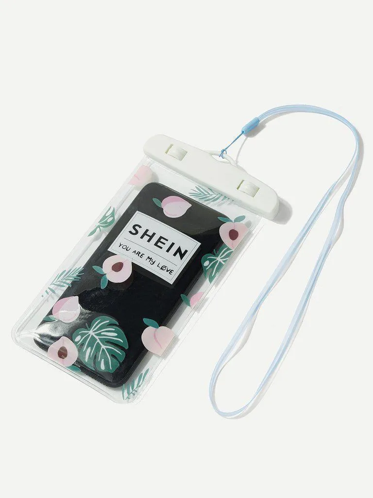 Peach Print Waterproof Pouch Bag