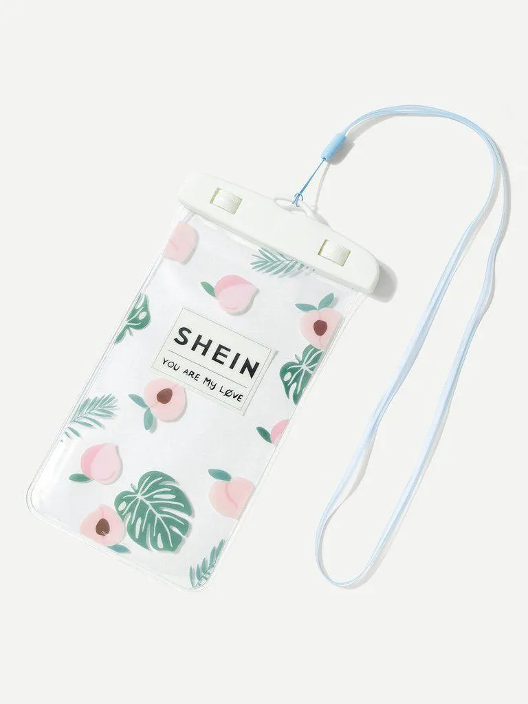 Peach Print Waterproof Pouch Bag