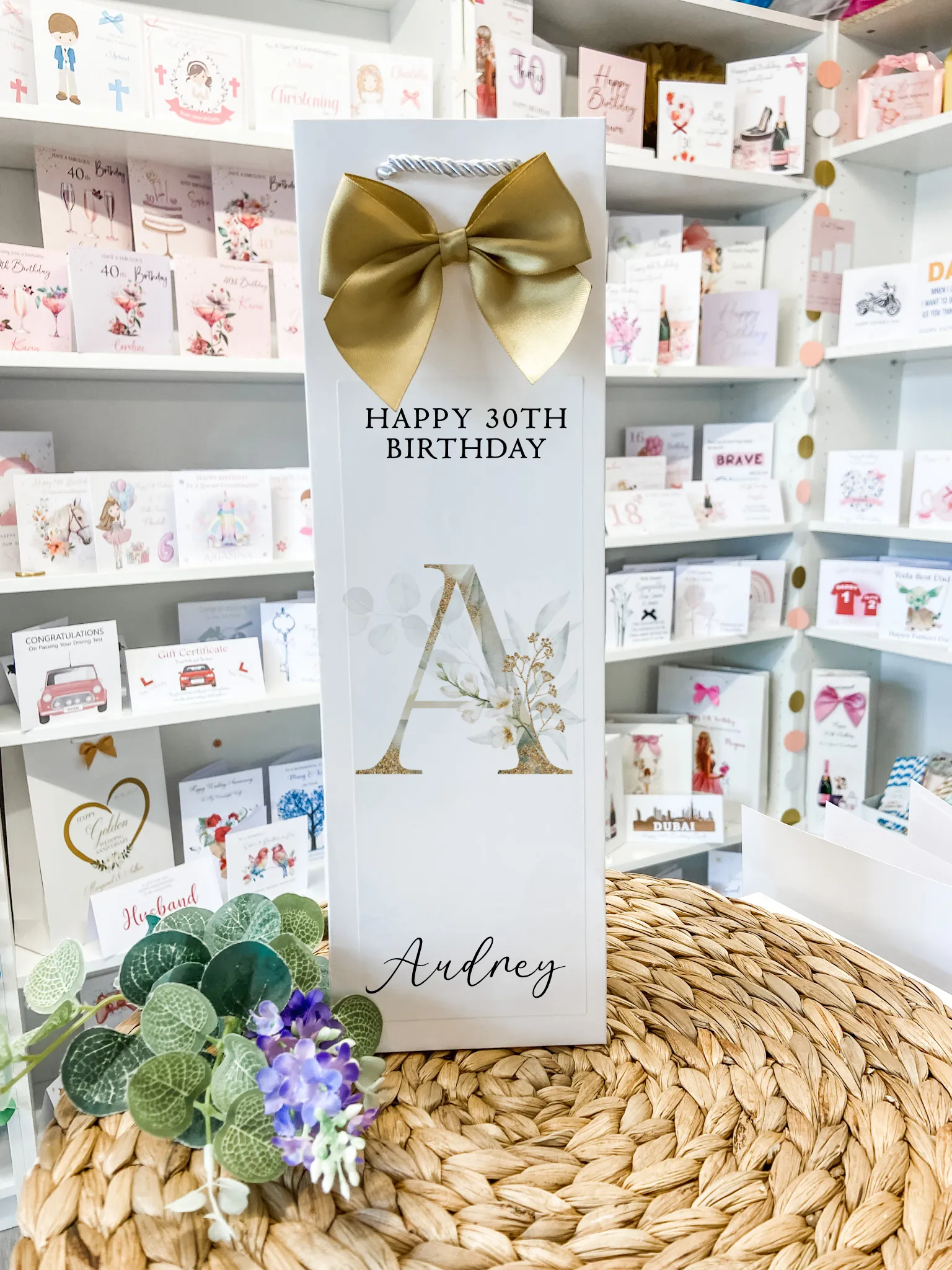 Personalised Birthday Gift Bag Floral Initial