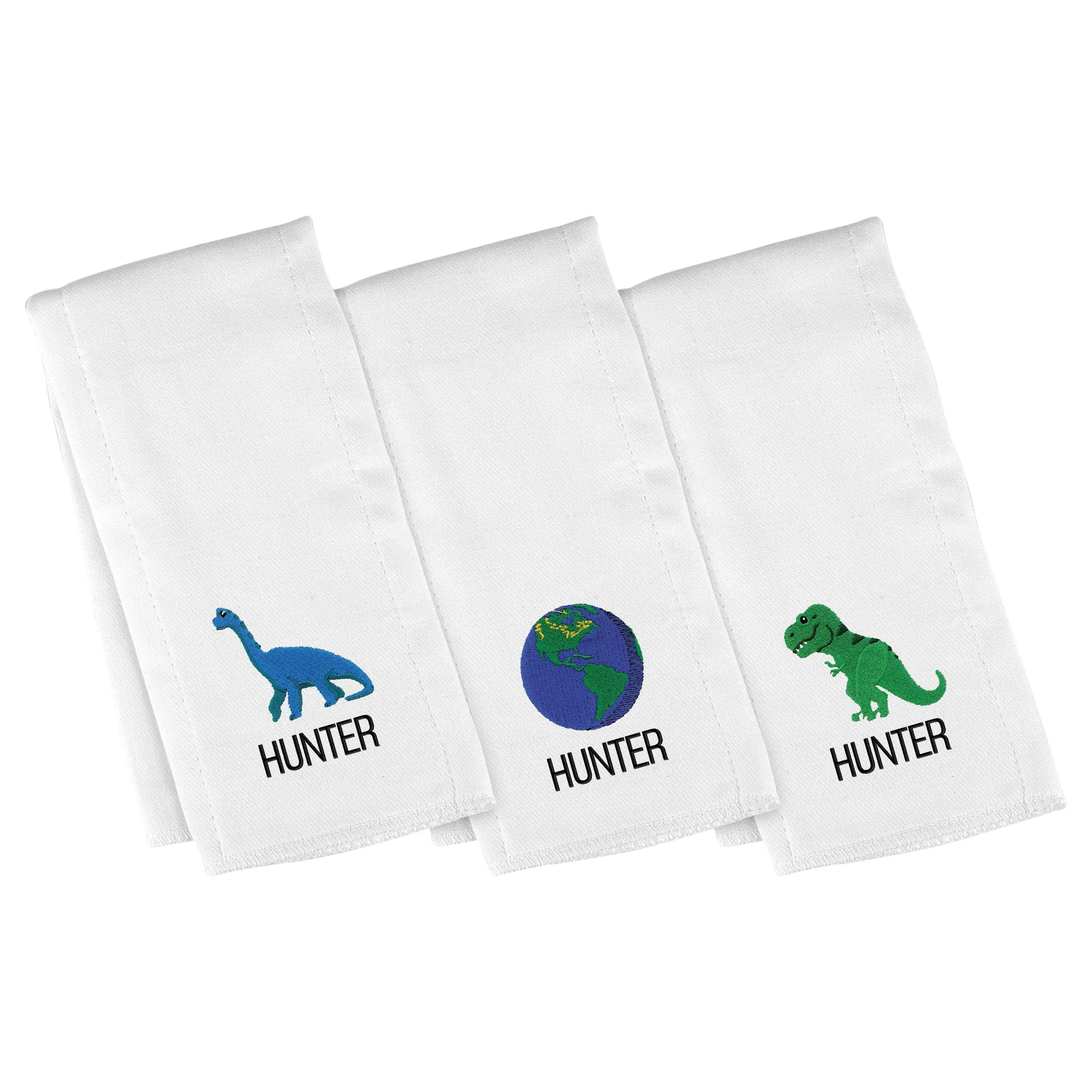 Personalized Emoji Burp Cloth - 3 Pack Dinosaur World