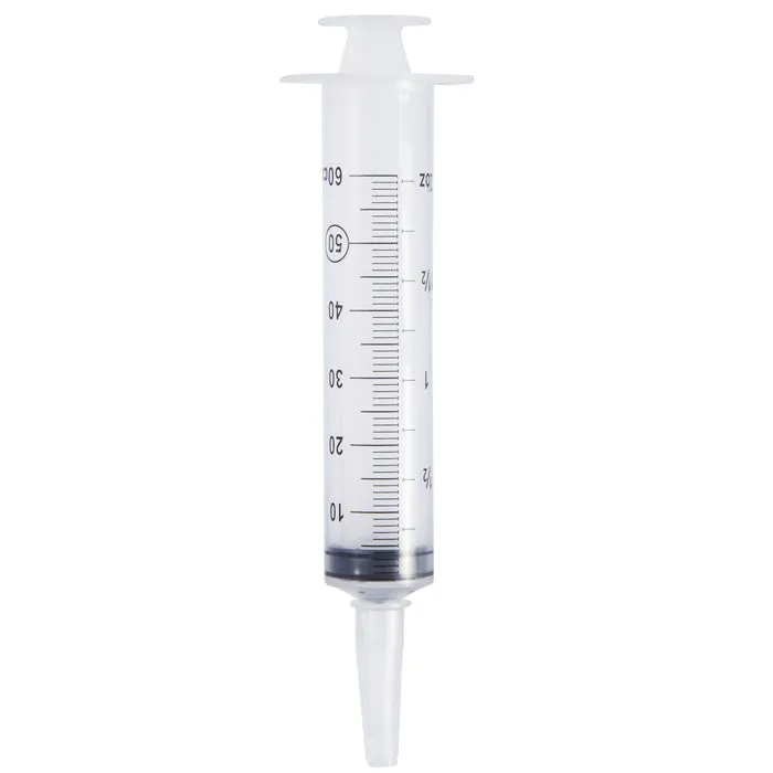 Piston Irrigation Syringe 60 cc Flat Top with Catheter Tip