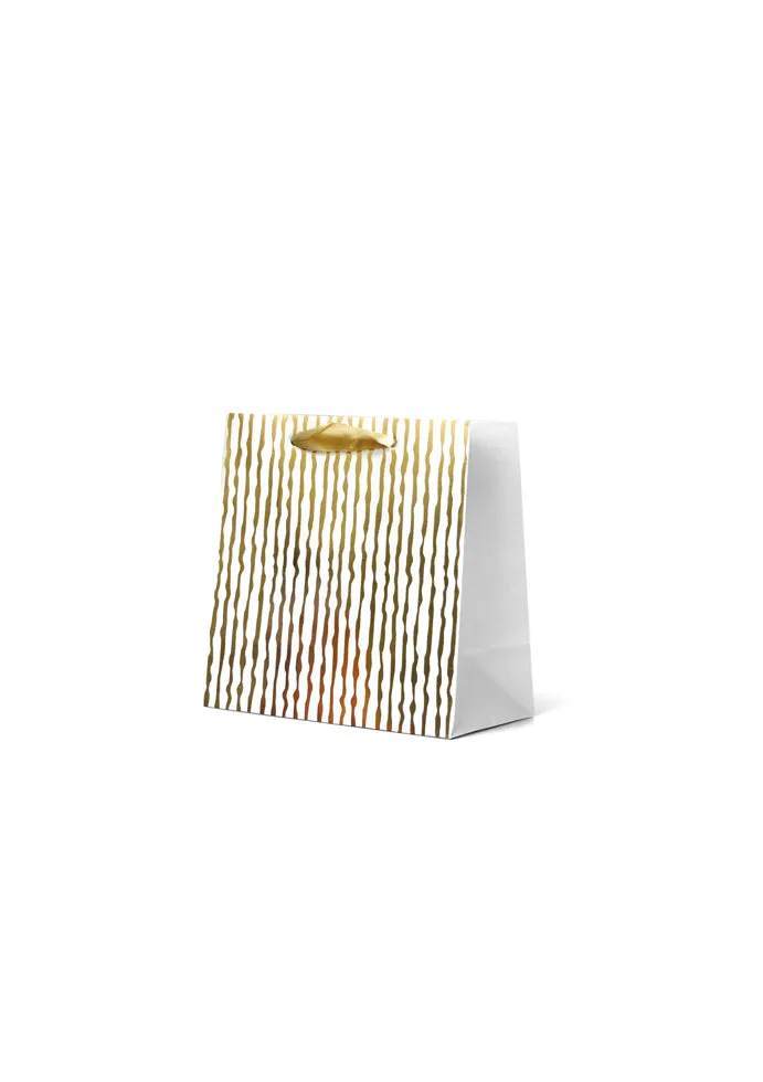 Premium Gift Bag Small: Foiled Gold Line Pattern