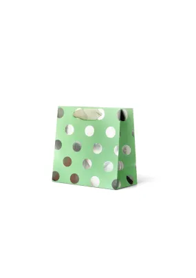 Premium Gift Bag Small: Foiled Silver Spots on Aqua