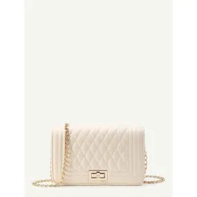 Quilted Flap Crossbody Bag With Chain