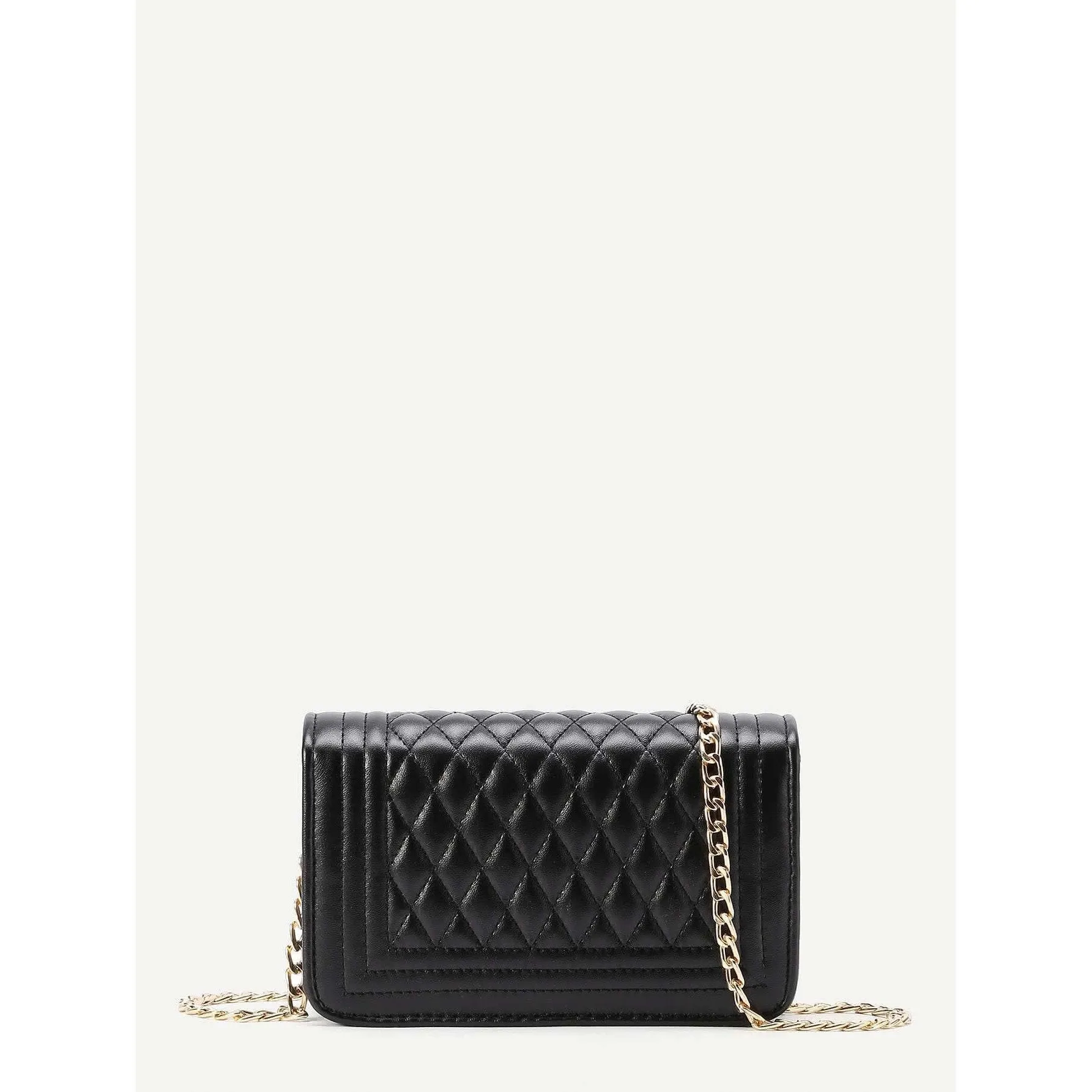 Quilted Flap Crossbody Bag With Chain