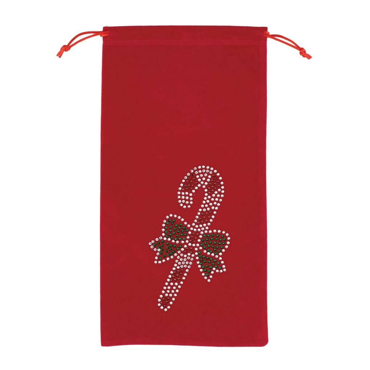 Rhinestone Candy Cane Wine Bag