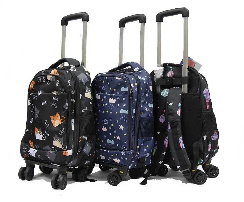 Rolling Detachable Trolley Waterproof Backpack with Spinner Wheels