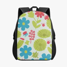 Sac à dos d'école pour enfant "Motif floral vert, bleu et rouge" (201)