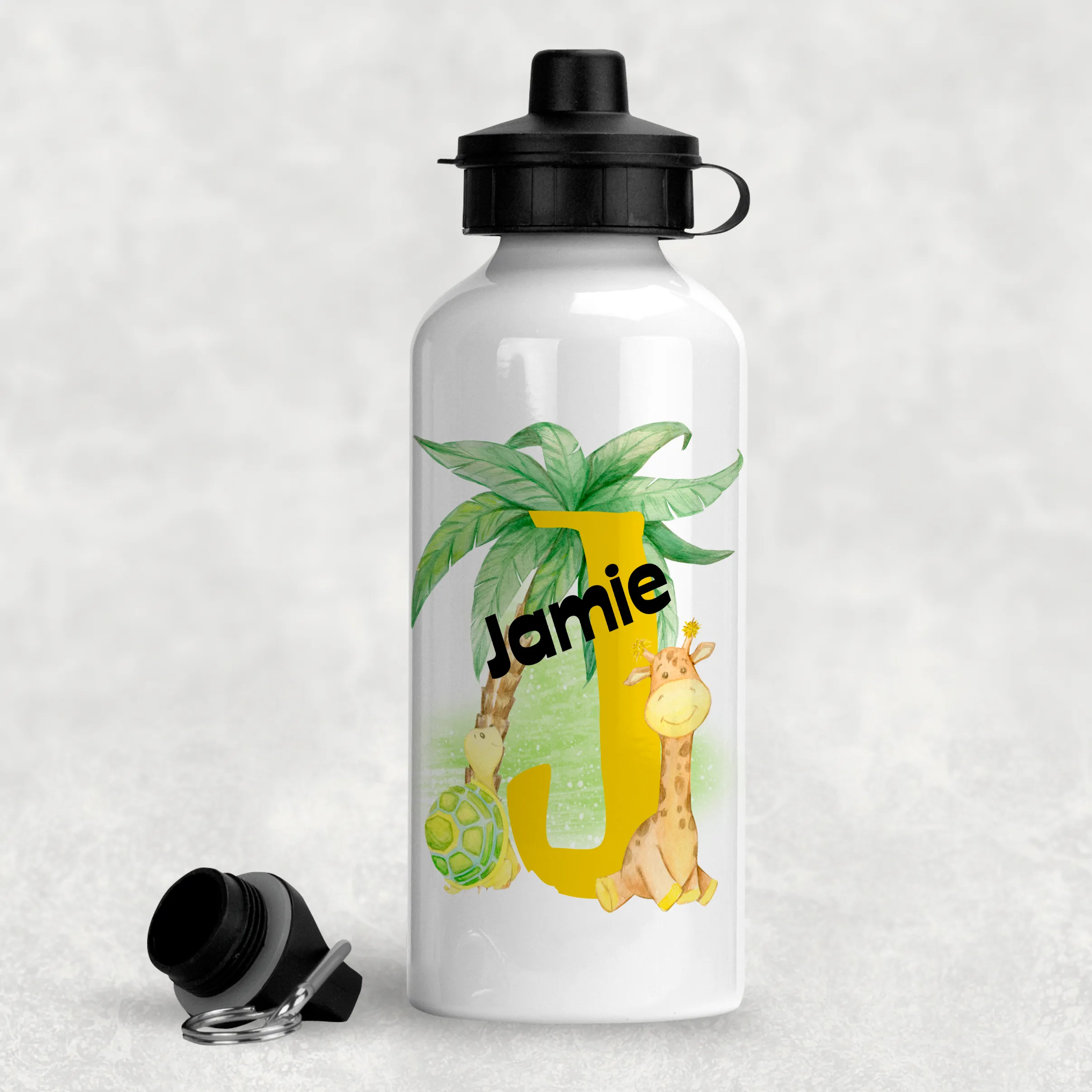 Safari Alphabet Personalised Aluminium Water Bottle 400/600ml