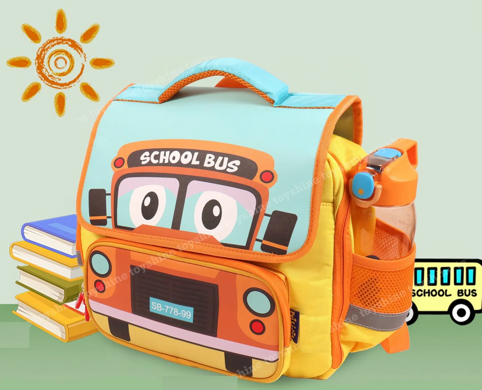 School Bus-Design Rectangular Shape Backpack for Kids