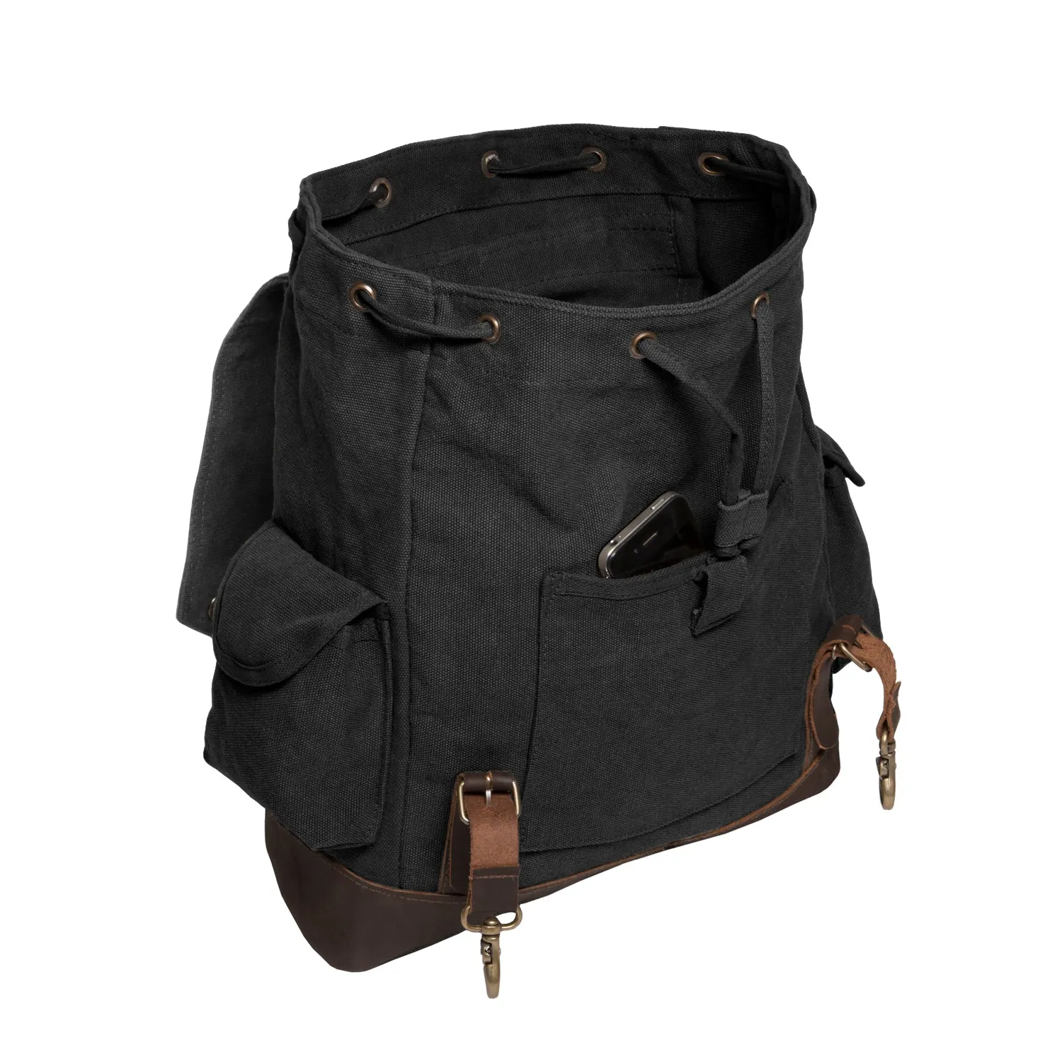 Scribble Skull Vintage Canvas Rucksack Backpack with Leather Straps