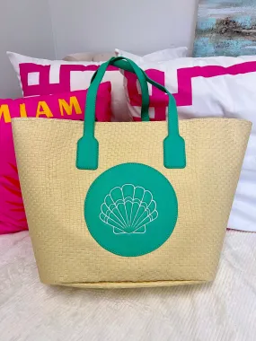 Shell Embroidered Beach Bag