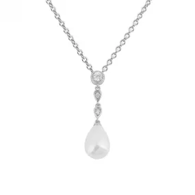 Shell Pearl Chain Drop Zirconia Pendant P5114