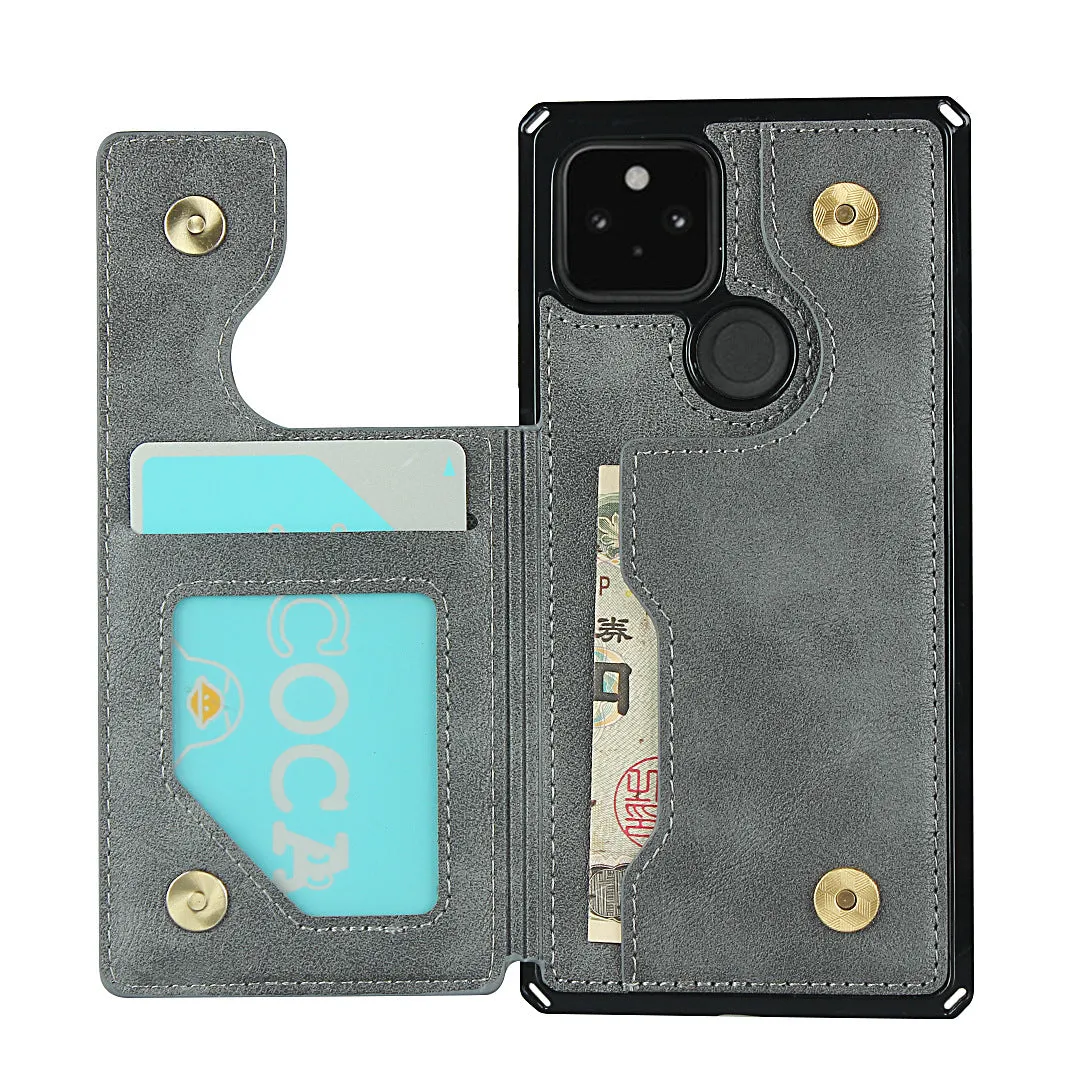 Shockproof phone case for Black Google Pixel 5, card slot wallet