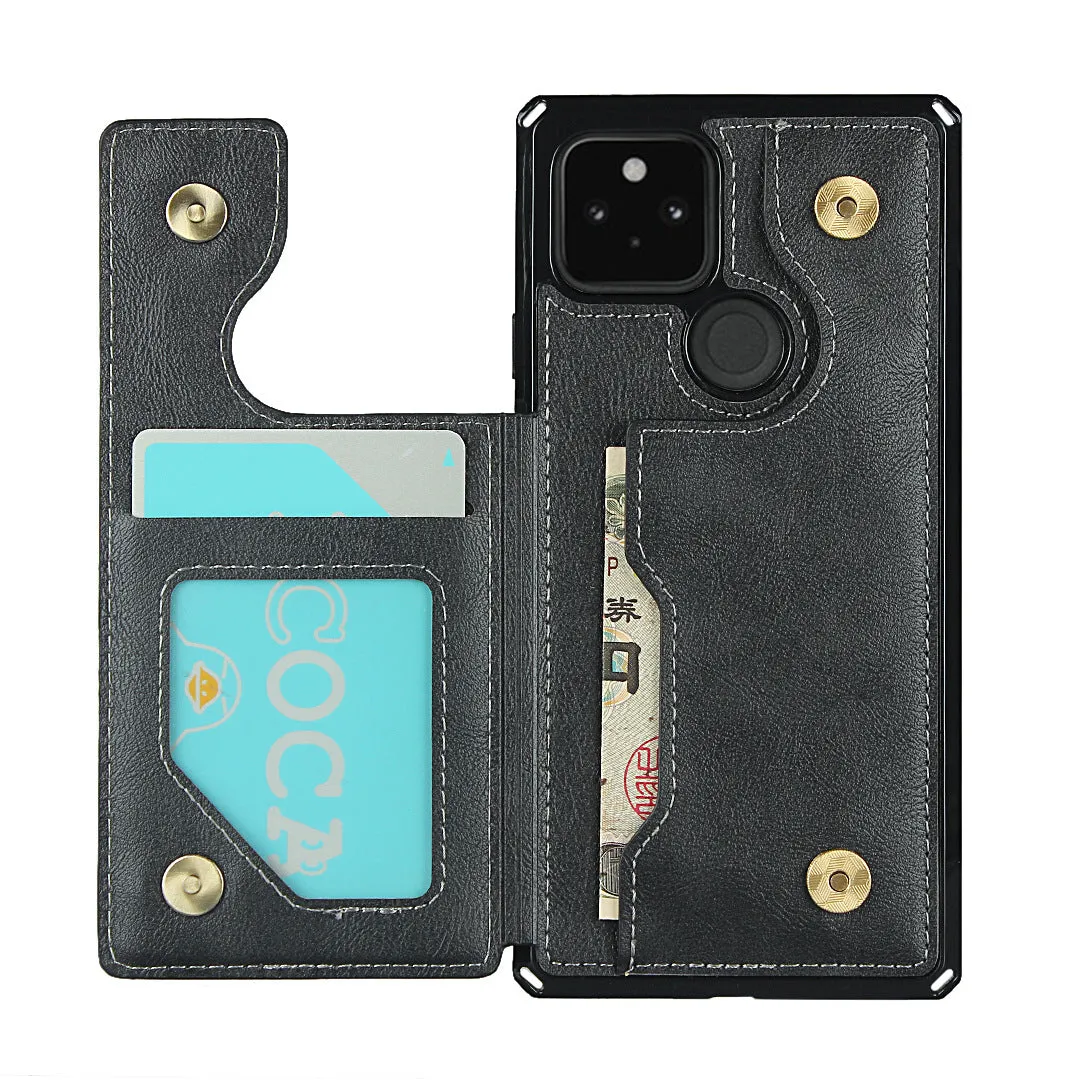 Shockproof phone case for Black Google Pixel 5, card slot wallet