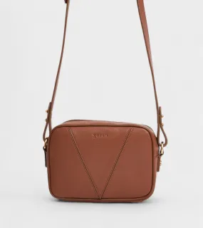 Silvie Vegan Bio-Based Bamboo Dual-Look Bamboo Crossbody Bag in Brown