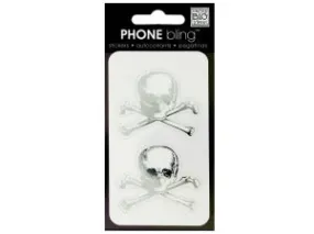 Skull and Crossbones Phone Bling Removable Stickers