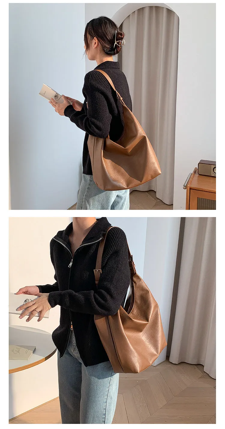 Soft Leather Tote Bag Niche Large Capacity Underarm Bag