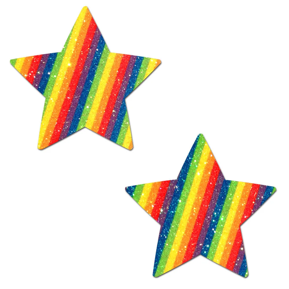 Star: Glittering Double Rainbow Star Nipple Pasties