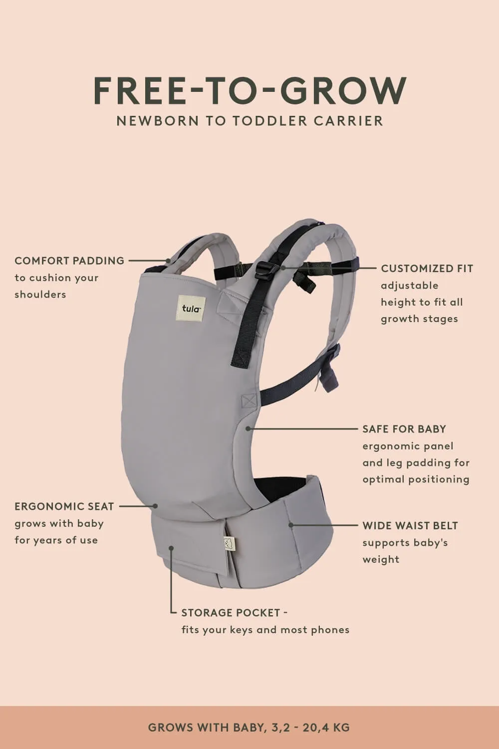 Starling - Linen Free-to-Grow Baby Carrier