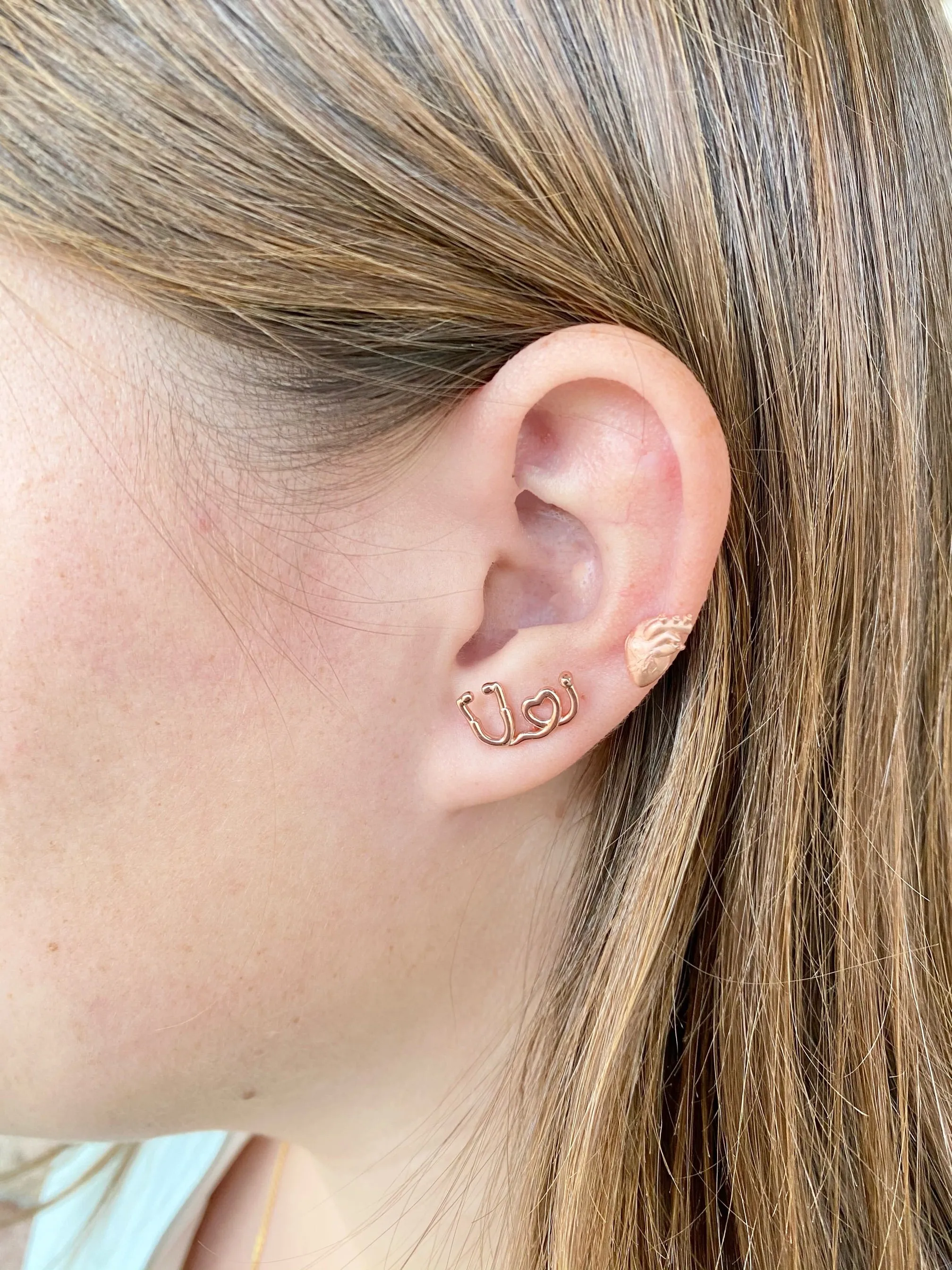 Stethoscope and heart earrings