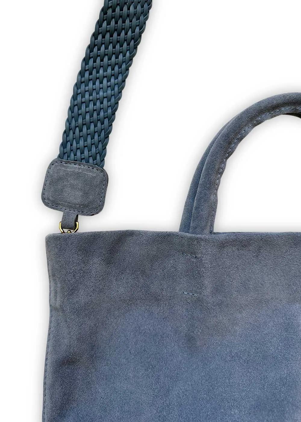 Suede Tote, Wedgwood Blue